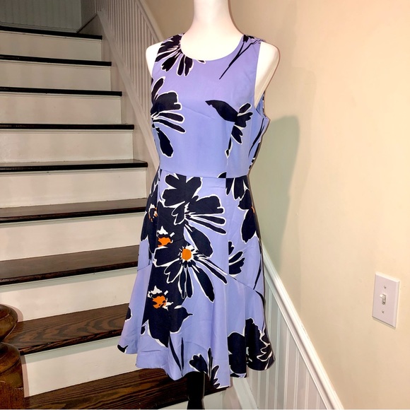 JCREW Lilac Navy Large Floral Sleeveless Round Neck Fit & Flare Dress Sz 6 NWT - Picture 13 of 13